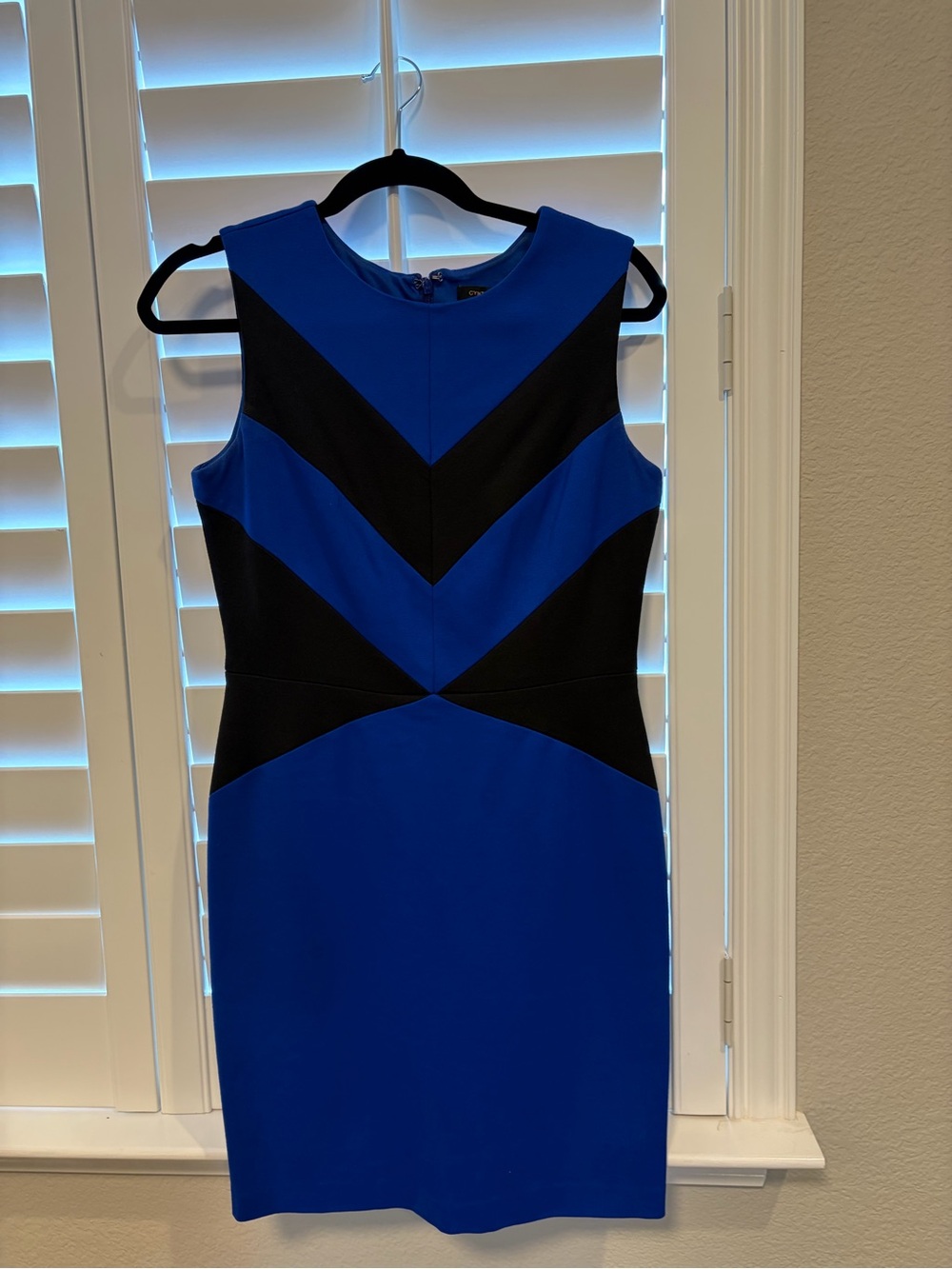 Cynthia Steffe Royal Blue and Black Sleeveless Sheath Dress